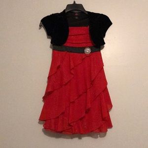 Girls Black and Red Holiday Party Dress